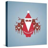 Santa and His Reindeer Gang Illustration. Vector Eps10 Graphic Illustration of Santa and Reindeer.-Popmarleo-Stretched Canvas