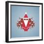 Santa and His Reindeer Gang Illustration. Vector Eps10 Graphic Illustration of Santa and Reindeer.-Popmarleo-Framed Art Print