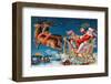 Santa and His Sleigh Flying above a Sleepy Village on Christmas Eve - a 1906 Vintage Illustration-Victorian Traditions-Framed Photographic Print