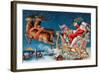 Santa and His Sleigh Flying above a Sleepy Village on Christmas Eve - a 1906 Vintage Illustration-Victorian Traditions-Framed Photographic Print