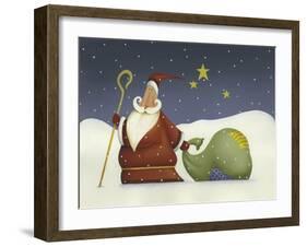 Santa and His staff-Margaret Wilson-Framed Giclee Print