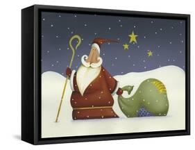 Santa and His staff-Margaret Wilson-Framed Stretched Canvas