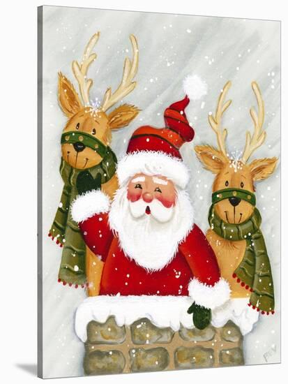 Santa and Reindeer-Beverly Johnston-Stretched Canvas