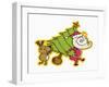 Santa and Rudolph Carrying Tree-null-Framed Giclee Print