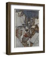 Santa and Sleigh, Rooftops-Arthur Rackham-Framed Photographic Print