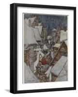 Santa and Sleigh, Rooftops-Arthur Rackham-Framed Photographic Print