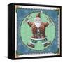 Santa and Snowflakes-Michele Meissner-Framed Stretched Canvas
