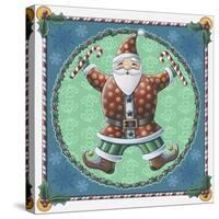 Santa and Snowflakes-Michele Meissner-Stretched Canvas