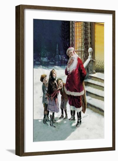 Santa and Street Kids-Paul Stahr-Framed Art Print
