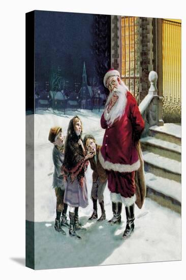 Santa and Street Kids-Paul Stahr-Stretched Canvas
