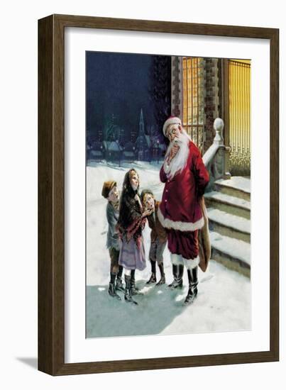 Santa and Street Kids-Paul Stahr-Framed Art Print