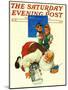 "Santa and the Robot," Saturday Evening Post Cover, December 1, 1983-Scott Gustafson-Mounted Giclee Print