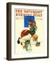 "Santa and the Robot," Saturday Evening Post Cover, December 1, 1983-Scott Gustafson-Framed Premium Giclee Print