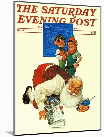 "Santa and the Robot," Saturday Evening Post Cover, December 1, 1983-Scott Gustafson-Mounted Premium Giclee Print