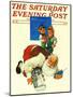 "Santa and the Robot," Saturday Evening Post Cover, December 1, 1983-Scott Gustafson-Mounted Premium Giclee Print