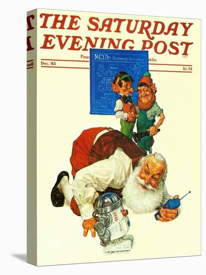 "Santa and the Robot," Saturday Evening Post Cover, December 1, 1983-Scott Gustafson-Stretched Canvas