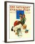 "Santa and the Robot," Saturday Evening Post Cover, December 1, 1983-Scott Gustafson-Framed Giclee Print