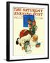 "Santa and the Robot," Saturday Evening Post Cover, December 1, 1983-Scott Gustafson-Framed Giclee Print