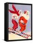 Santa and Woman Together on Candy Cane Skis, National Museum of American History, Archives Center-null-Framed Stretched Canvas