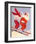 Santa and Woman Together on Candy Cane Skis, National Museum of American History, Archives Center-null-Framed Art Print