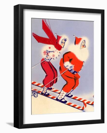 Santa and Woman Together on Candy Cane Skis, National Museum of American History, Archives Center-null-Framed Art Print