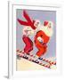 Santa and Woman Together on Candy Cane Skis, National Museum of American History, Archives Center-null-Framed Art Print