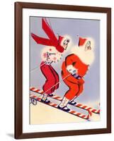Santa and Woman Together on Candy Cane Skis, National Museum of American History, Archives Center-null-Framed Art Print