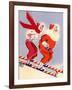 Santa and Woman Together on Candy Cane Skis, National Museum of American History, Archives Center-null-Framed Art Print