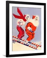 Santa and Woman Together on Candy Cane Skis, National Museum of American History, Archives Center-null-Framed Art Print