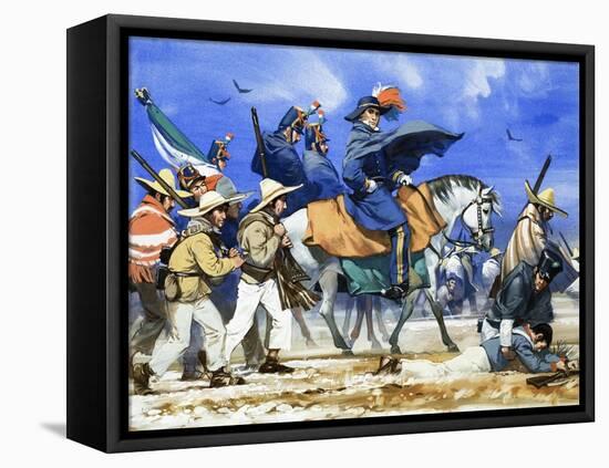 Santa Anna Led His Ill-Equipped Army on a Killing March Across the Frozen Plains of Coahuila-Angus Mcbride-Framed Stretched Canvas