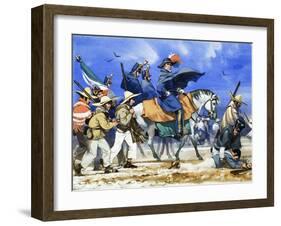 Santa Anna Led His Ill-Equipped Army on a Killing March Across the Frozen Plains of Coahuila-Angus Mcbride-Framed Giclee Print