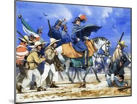 Santa Anna Led His Ill-Equipped Army on a Killing March Across the Frozen Plains of Coahuila-Angus Mcbride-Mounted Giclee Print