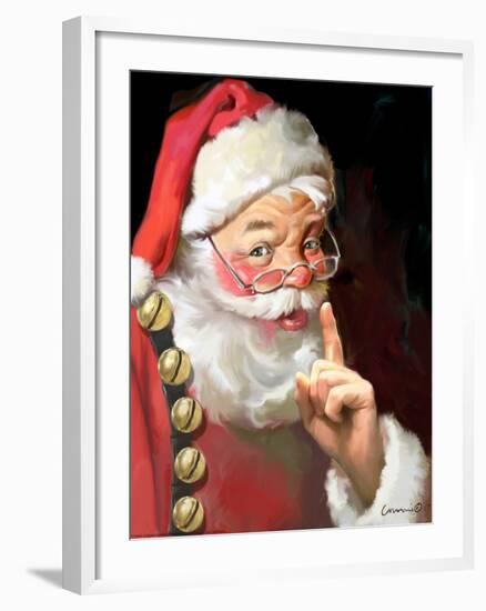 SANTA ASKING FOR QUIET-CHRIS CONSANI-Framed Art Print