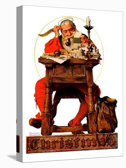 "Santa at His Desk", December 21,1935-Norman Rockwell-Stretched Canvas