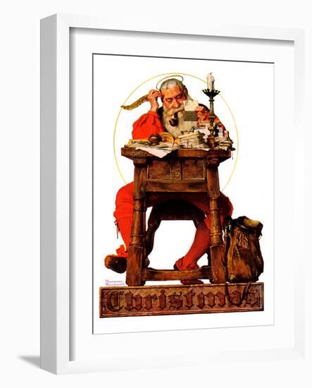 "Santa at His Desk", December 21,1935-Norman Rockwell-Framed Giclee Print