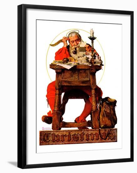 "Santa at His Desk", December 21,1935-Norman Rockwell-Framed Giclee Print