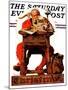 "Santa at His Desk" Saturday Evening Post Cover, December 21,1935-Norman Rockwell-Mounted Giclee Print