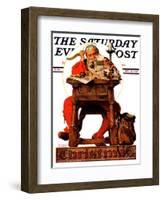 "Santa at His Desk" Saturday Evening Post Cover, December 21,1935-Norman Rockwell-Framed Giclee Print