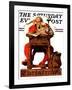 "Santa at His Desk" Saturday Evening Post Cover, December 21,1935-Norman Rockwell-Framed Giclee Print