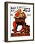 "Santa at His Desk" Saturday Evening Post Cover, December 21,1935-Norman Rockwell-Framed Giclee Print