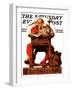 "Santa at His Desk" Saturday Evening Post Cover, December 21,1935-Norman Rockwell-Framed Giclee Print