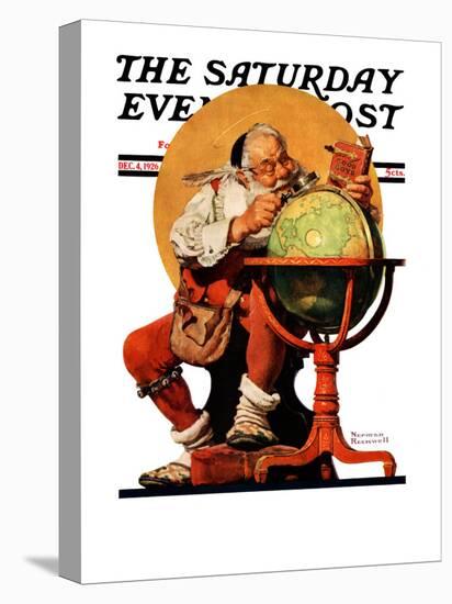 "Santa at the Globe" Saturday Evening Post Cover, December 4,1926-Norman Rockwell-Stretched Canvas