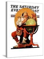 "Santa at the Globe" Saturday Evening Post Cover, December 4,1926-Norman Rockwell-Stretched Canvas