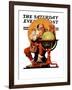 "Santa at the Globe" Saturday Evening Post Cover, December 4,1926-Norman Rockwell-Framed Premium Giclee Print