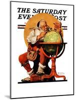 "Santa at the Globe" Saturday Evening Post Cover, December 4,1926-Norman Rockwell-Mounted Giclee Print