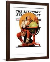 "Santa at the Globe" Saturday Evening Post Cover, December 4,1926-Norman Rockwell-Framed Giclee Print