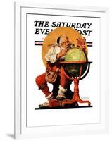 "Santa at the Globe" Saturday Evening Post Cover, December 4,1926-Norman Rockwell-Framed Giclee Print