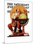 "Santa at the Globe" Saturday Evening Post Cover, December 4,1926-Norman Rockwell-Mounted Giclee Print