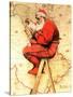 "Santa at the Map", December 16,1939-Norman Rockwell-Stretched Canvas