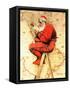 "Santa at the Map", December 16,1939-Norman Rockwell-Framed Stretched Canvas